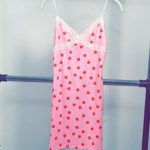 pink lingerie style strawberry bodycon dress